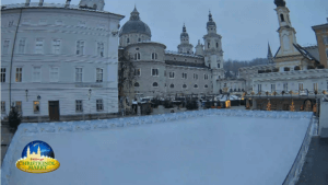 Eislaufen in der Altstadt von Salzburg